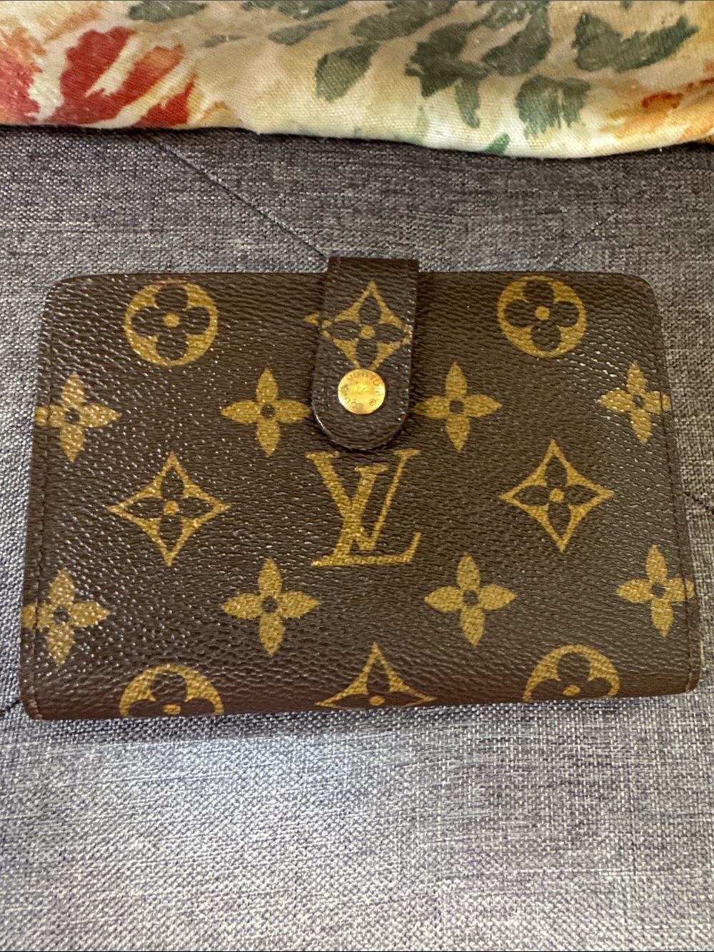 Louis Vuitton Brown/Gold Monogram Wallet with Snap Closure